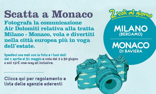 Air Dolomiti con la promozione “Scatta a Monaco” offre una tariffa molto conveniente