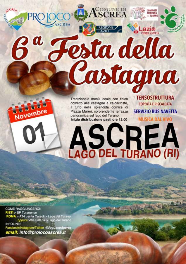 Castagne sulle rive del Lago del Turano, è festa ad Ascrea l’1 novembre
