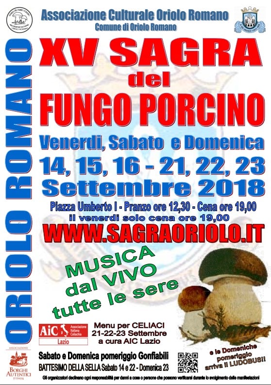 La Sagra del fungo porcino anima Oriolo Romano (VT) dal 14 al 23 settembre