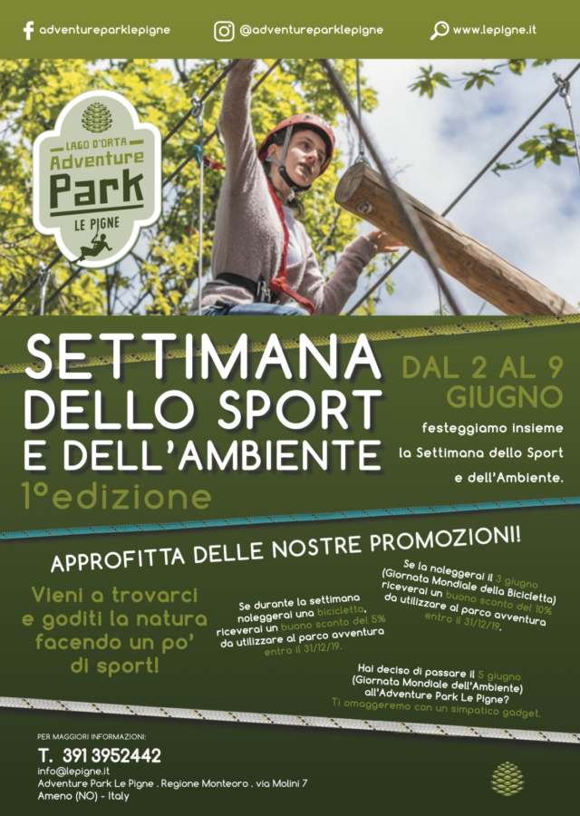 All' Adventure Park Le Pigne al via la Settimana dello Sport e dell'Ambiente