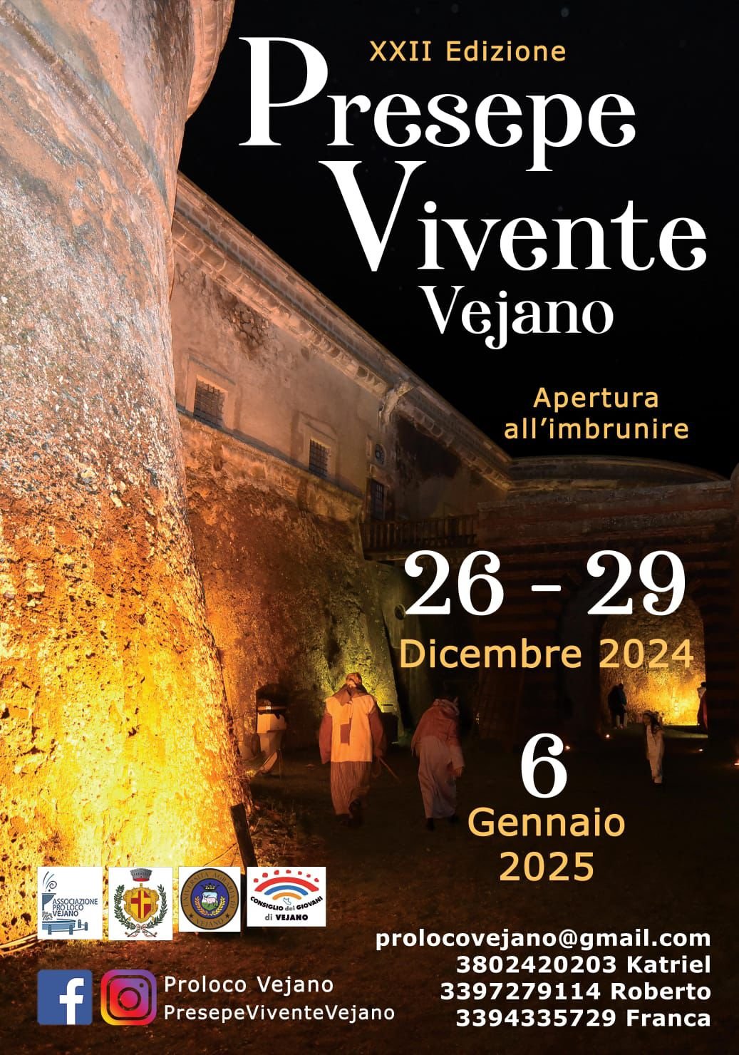 Vejano (VT): Presepe Vivente 26/29 Dicembre 2024 e 6 Gennaio 2025 – Fuoriporta