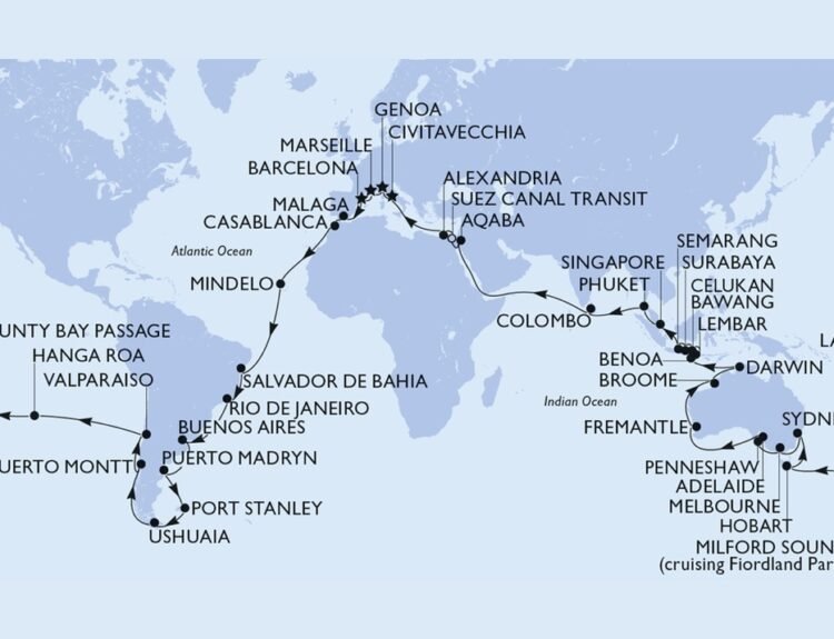 MSC World Cruise 2029: aperte le prenotazioni