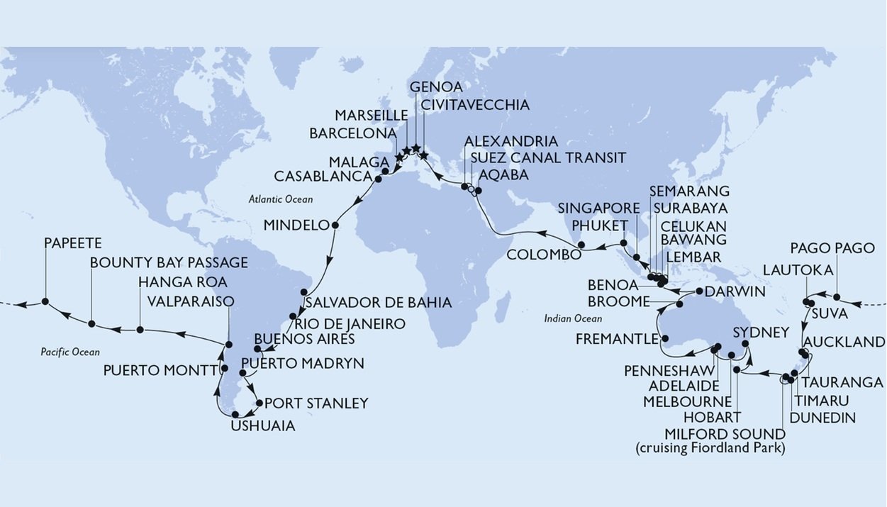 MSC World Cruise 2029: aperte le prenotazioni